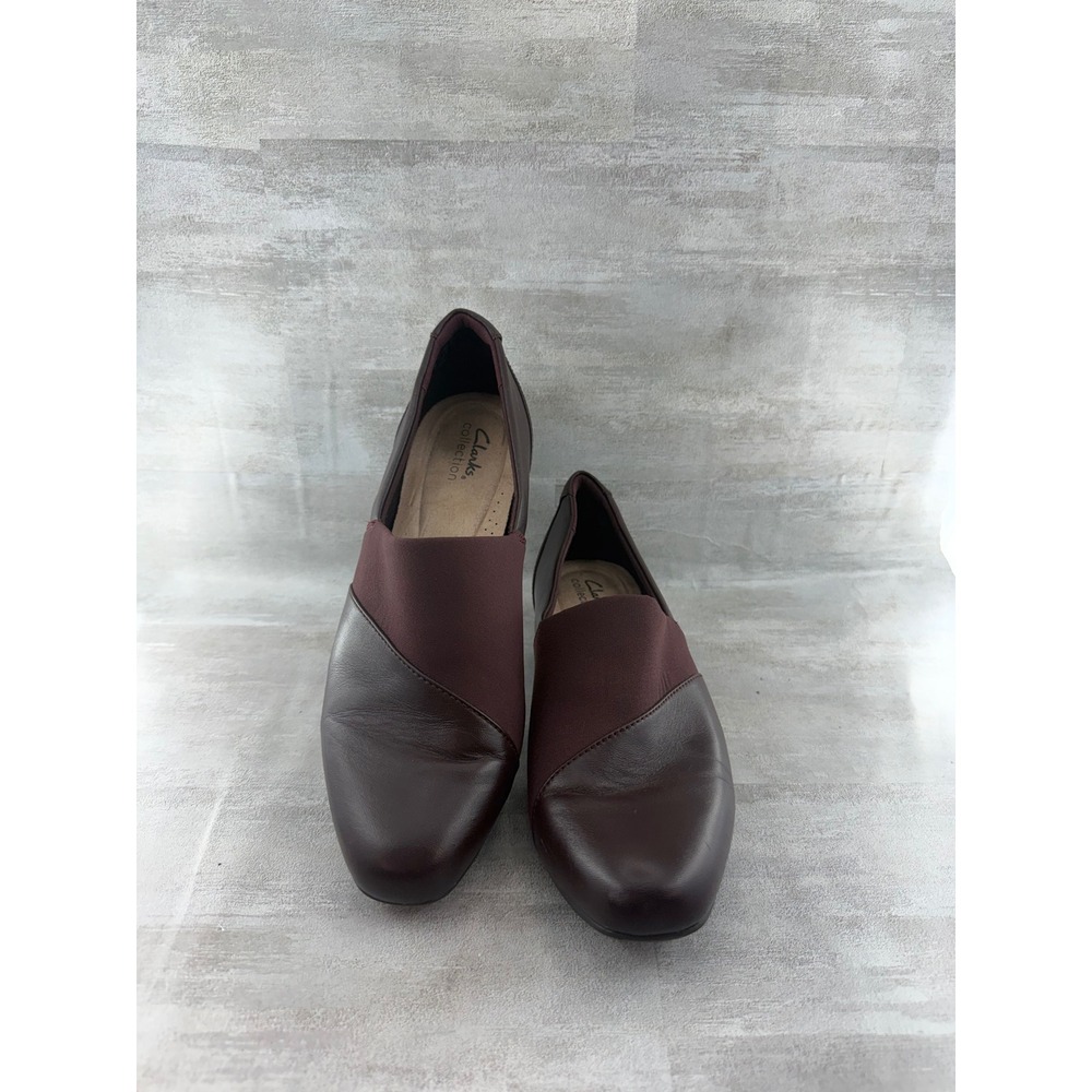 Clarks Collection Burgundy Leather Ultimate Comfort Slip On Loafers Women 9.5W